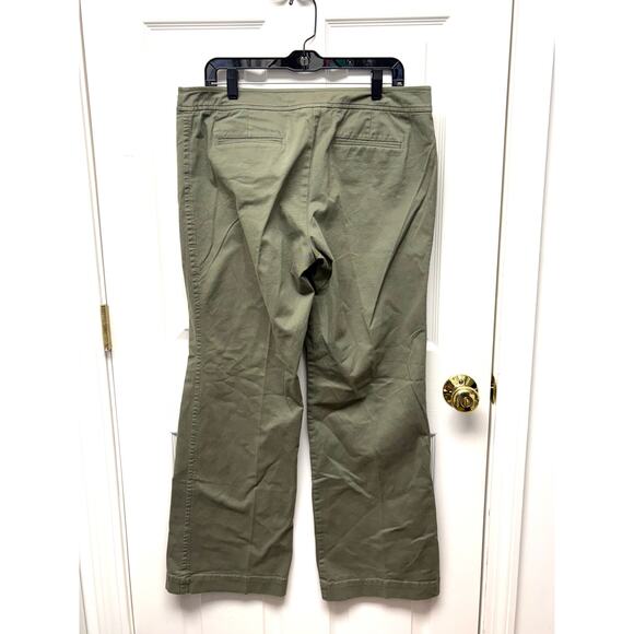 Sigrid Olsen Olive Green Chinos, Wide Leg, Hooks Button Zipper, Khakis, Size 14 - Picture 4 of 4